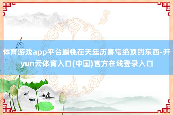 体育游戏app平台蟠桃在天廷历害常绝顶的东西-开yun云体育入口(中国)官方在线登录入口