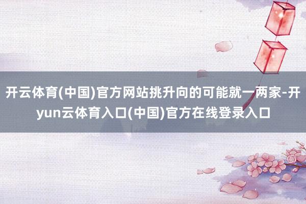 开云体育(中国)官方网站挑升向的可能就一两家-开yun云体育入口(中国)官方在线登录入口
