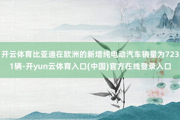 开云体育比亚迪在欧洲的新增纯电动汽车销量为7231辆-开yun云体育入口(中国)官方在线登录入口