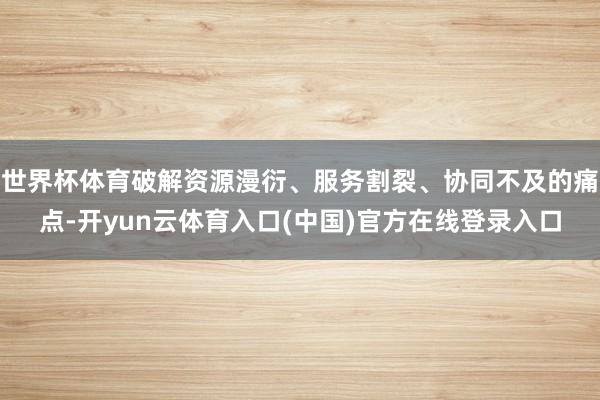 世界杯体育破解资源漫衍、服务割裂、协同不及的痛点-开yun云体育入口(中国)官方在线登录入口